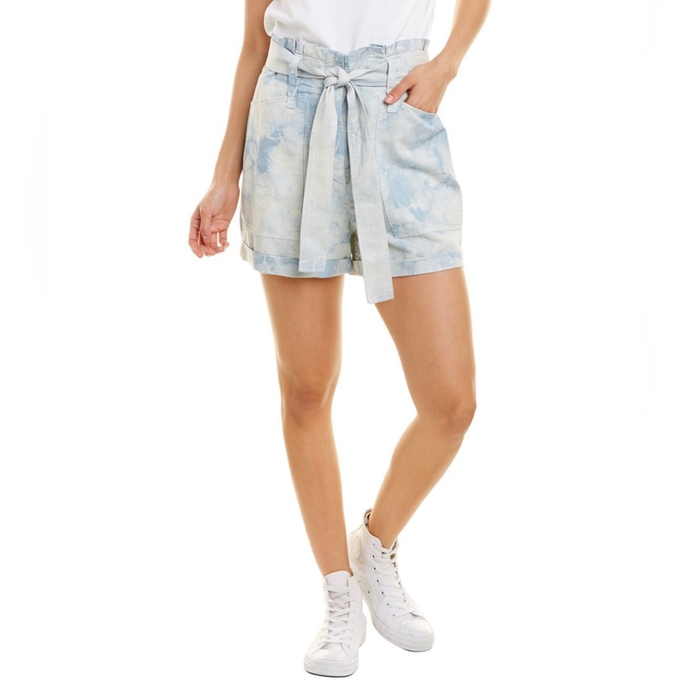 A.L.C. Davidson Linen Cotton Blend tie waist paper bag shorts | Size 8